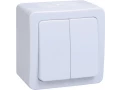 Выключатель 2-клавишный ВС 20-2-0-ГПБ открытой установки IP54 ГЕРМЕС PLUS (белый) ИЭК