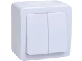 Выключатель 2-клавишный ВС 20-2-0-ГПБ открытой установки IP54 ГЕРМЕС PLUS (белый) ИЭК