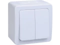 Выключатель 2-клавишный ВС 20-2-0-ГПБ открытой установки IP54 ГЕРМЕС PLUS (белый) ИЭК