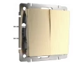 Выключатель двухклавишный проходной /WL10-SW-2G-2W (шампань рифленый)