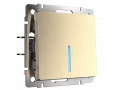 Выключатель 1-клавишный с подсветкой /WL10-SW-1G-LED (шампань рифленый)