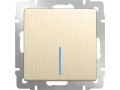 Выключатель 1-клавишный проходной с подсветкой /WL10-SW-1G-2W-LED (шампань рифленый)