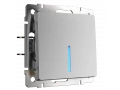 Выключатель 1-клавишный проходной с подсветкой /WL06-SW-1G-2W-LED (серебряный)