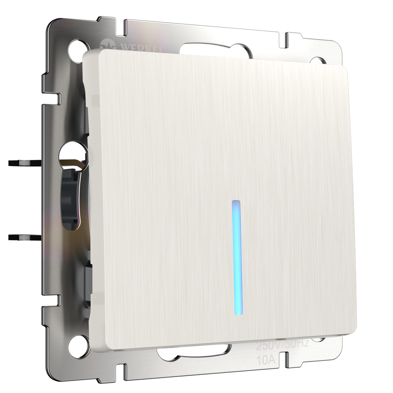 Выключатель 1-клавишный проходной с подсветкой /WL13-SW-1G-2W-LED (перламутровый рифленый)