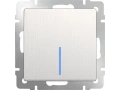 Выключатель 1-клавишный проходной с подсветкой /WL13-SW-1G-2W-LED (перламутровый рифленый)