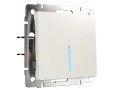 Выключатель 1-клавишный проходной с подсветкой /WL13-SW-1G-2W-LED (перламутровый рифленый)