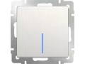 Выключатель 1-клавишный проходной с подсветкой /WL13-SW-1G-2W-LED (перламутровый рифленый)