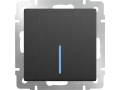 Выключатель 1-клавишный проходной с подсветкой /WL04-SW-1G-2W-LED (графит рифленый)