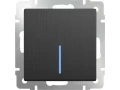 Выключатель 1-клавишный проходной с подсветкой /WL04-SW-1G-2W-LED (графит рифленый)