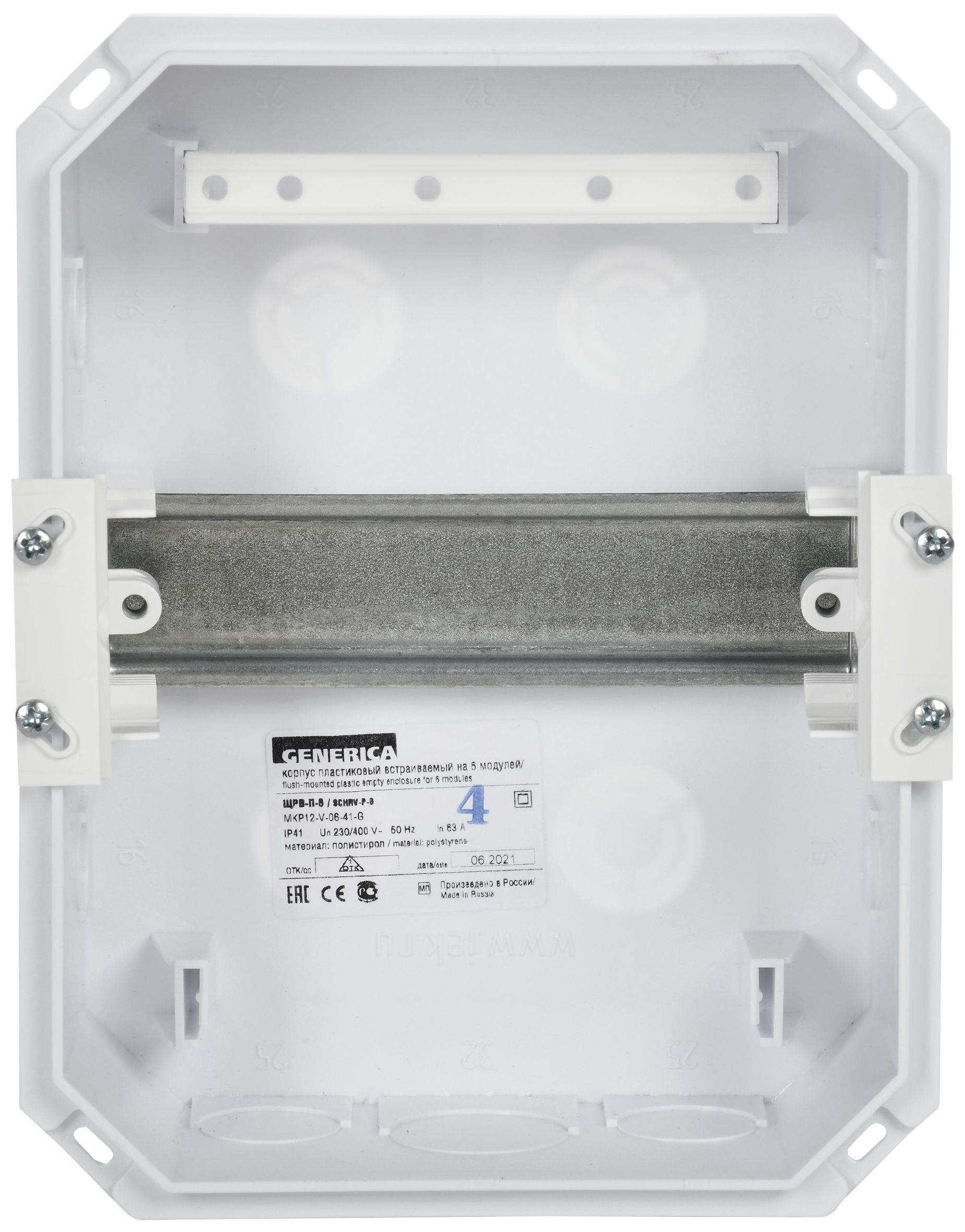 Бокс ЩРВ-П-6 модулей встраиваемый пластик IP41 GENERICA ИЭК