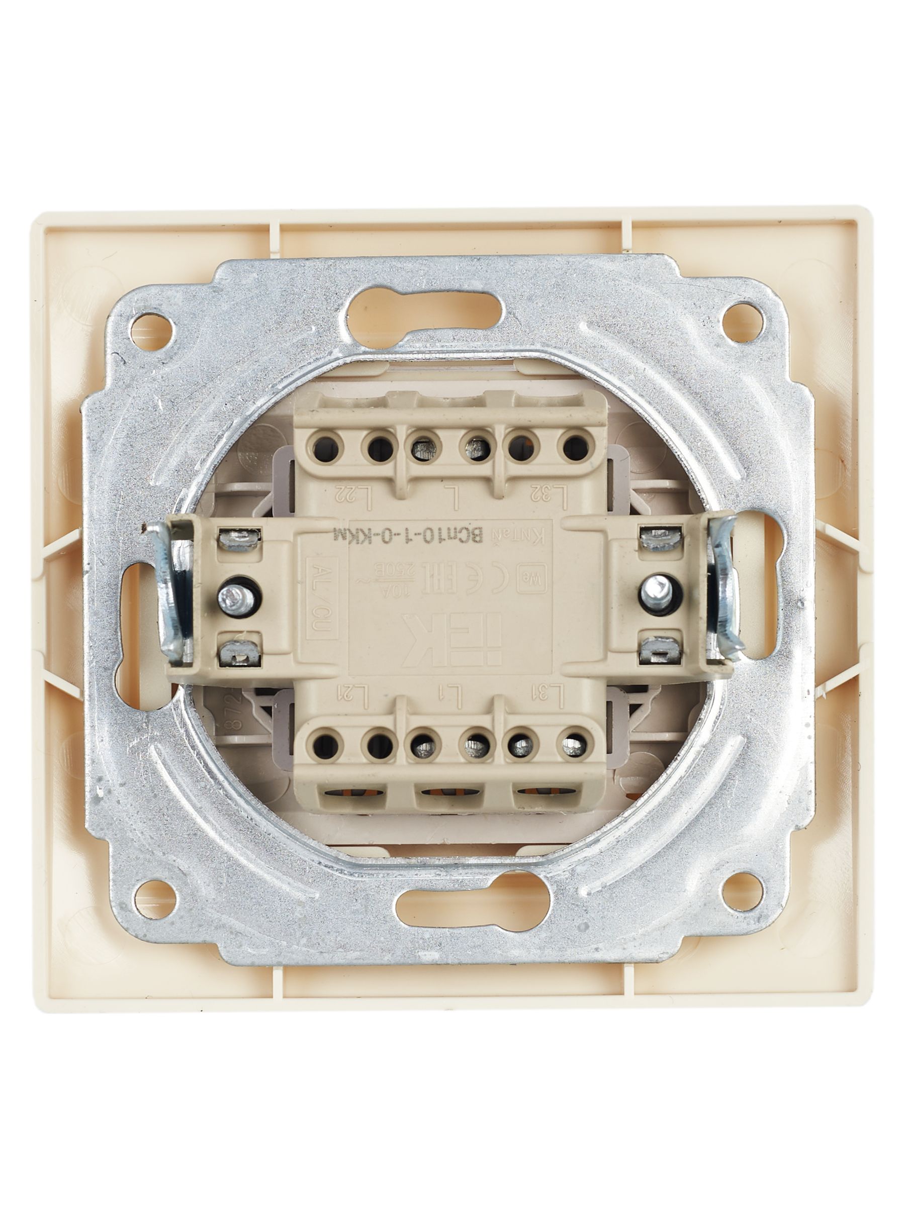 Выключатель ВСп 10-1-0-ККм одноклавишный проходной 10А КВАРТА (кремовый) ИЭК
