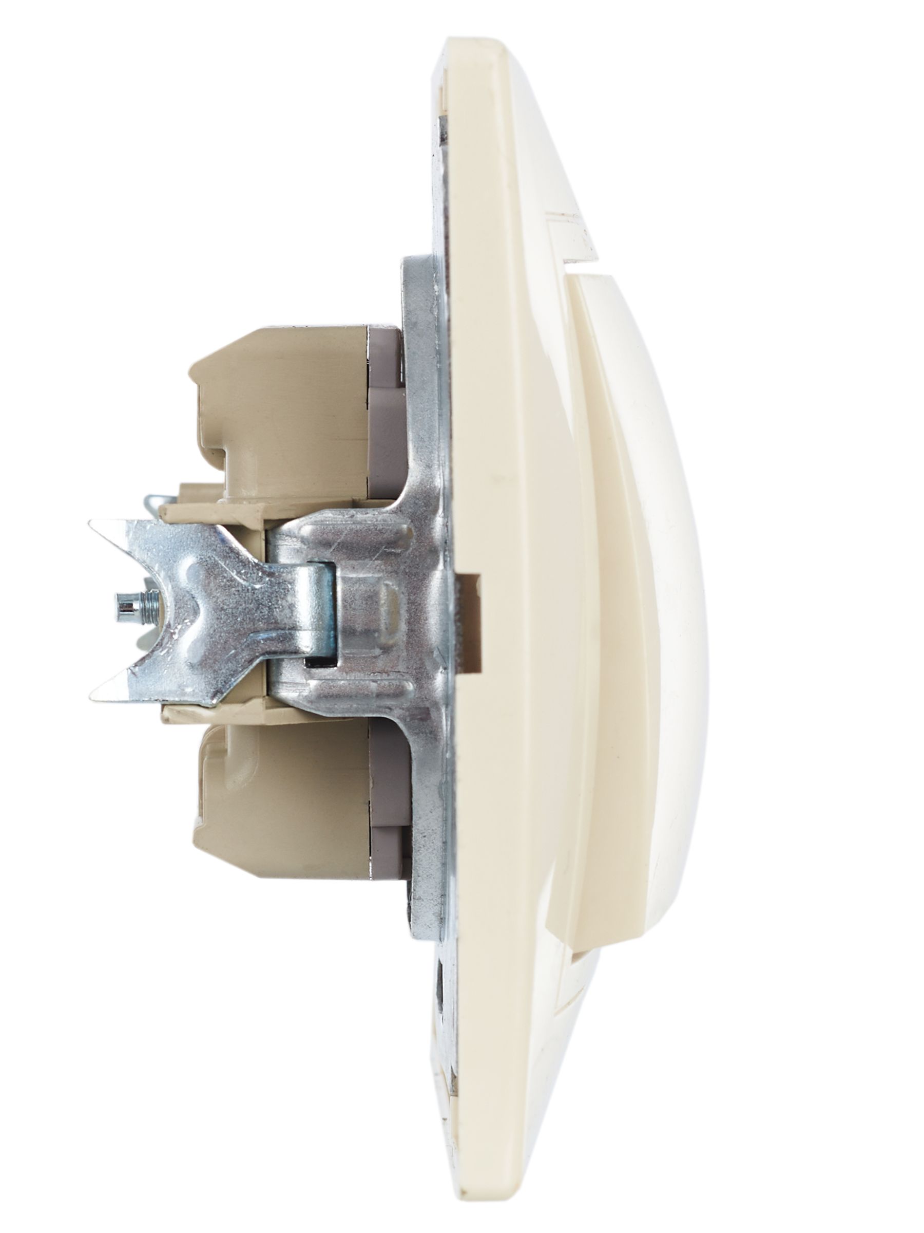 Выключатель ВСп 10-1-0-ККм одноклавишный проходной 10А КВАРТА (кремовый) ИЭК