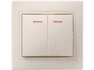 Выключатель ВС 10-2-1-ККм двухклавишный с индикатором 10А КВАРТА (кремовый) ИЭК