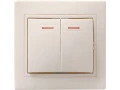 Выключатель ВС 10-2-1-ККм двухклавишный с индикатором 10А КВАРТА (кремовый) ИЭК