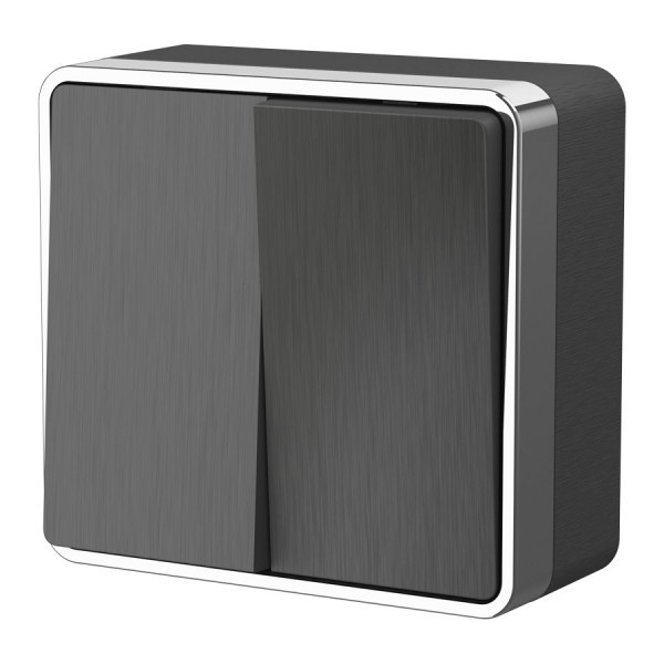 Выключатель 2-клавишный Gallant /W5020004 (графит рифленый)