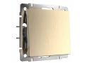 Выключатель 1-клавишный проходной /WL10-SW-1G-2W (шампань рифленый)