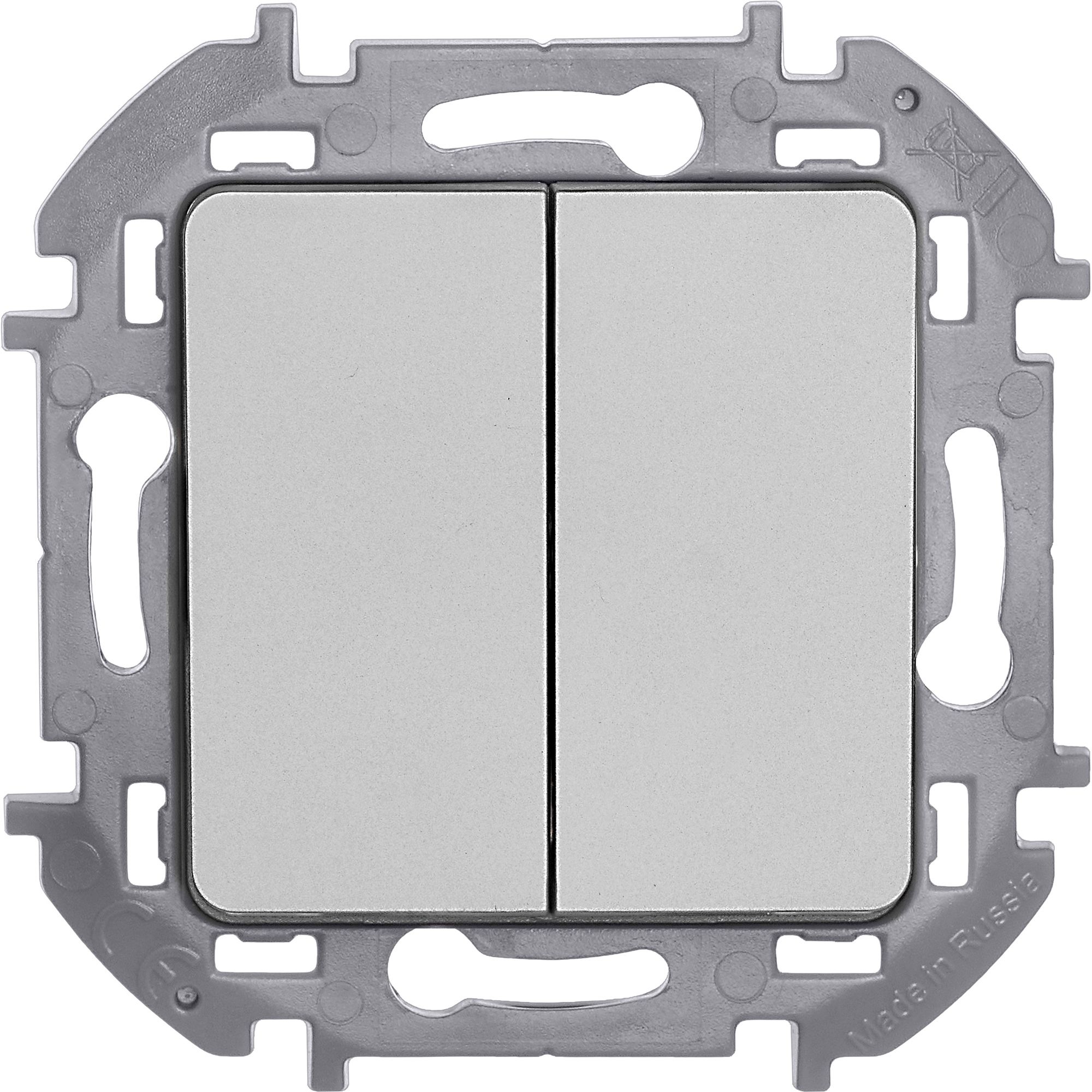 Выключатель 2-клавишный INSPIRIA, алюминий /673622/