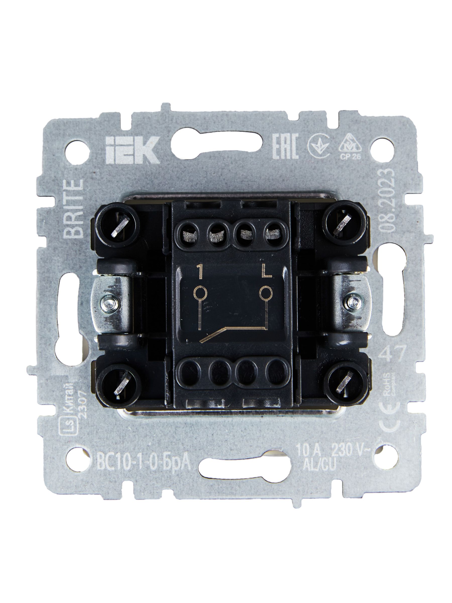 Выключатель 1-клавишный 10А ВС10-1-0-БрА алюминий BRITE ИЭК