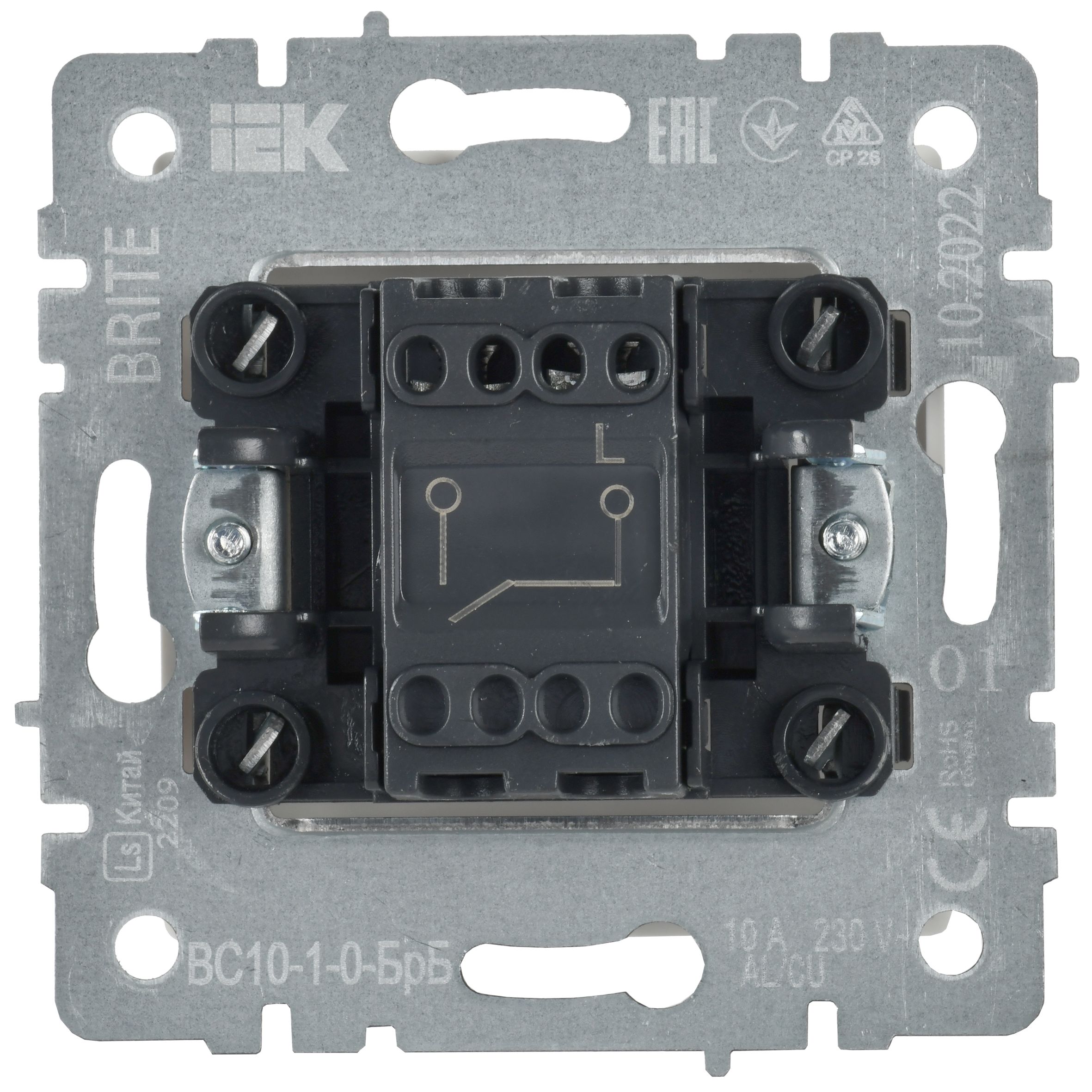 Выключатель 1-клавишный 10А ВС10-1-0-БрБ белый BRITE ИЭК