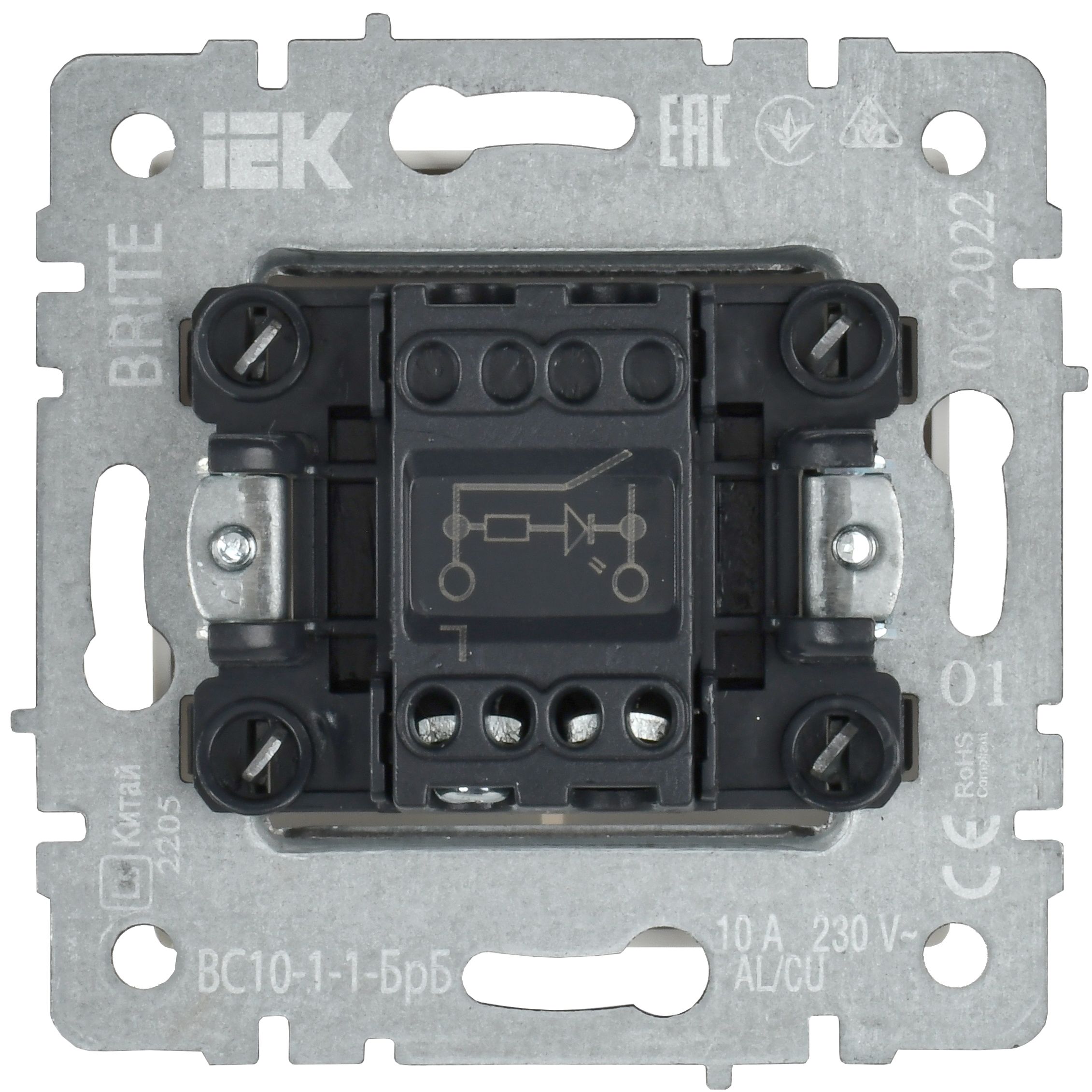Выключатель 1-клавишный с индикацией 10А ВС10-1-1-БрБ белый BRITE ИЭК
