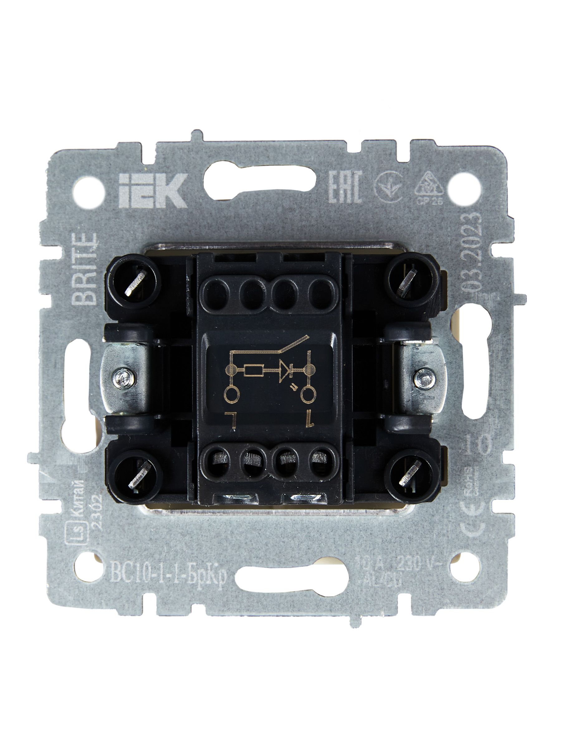 Выключатель 1-клавишный с индикацией 10А ВС10-1-1-БрКр бежевый BRITE ИЭК