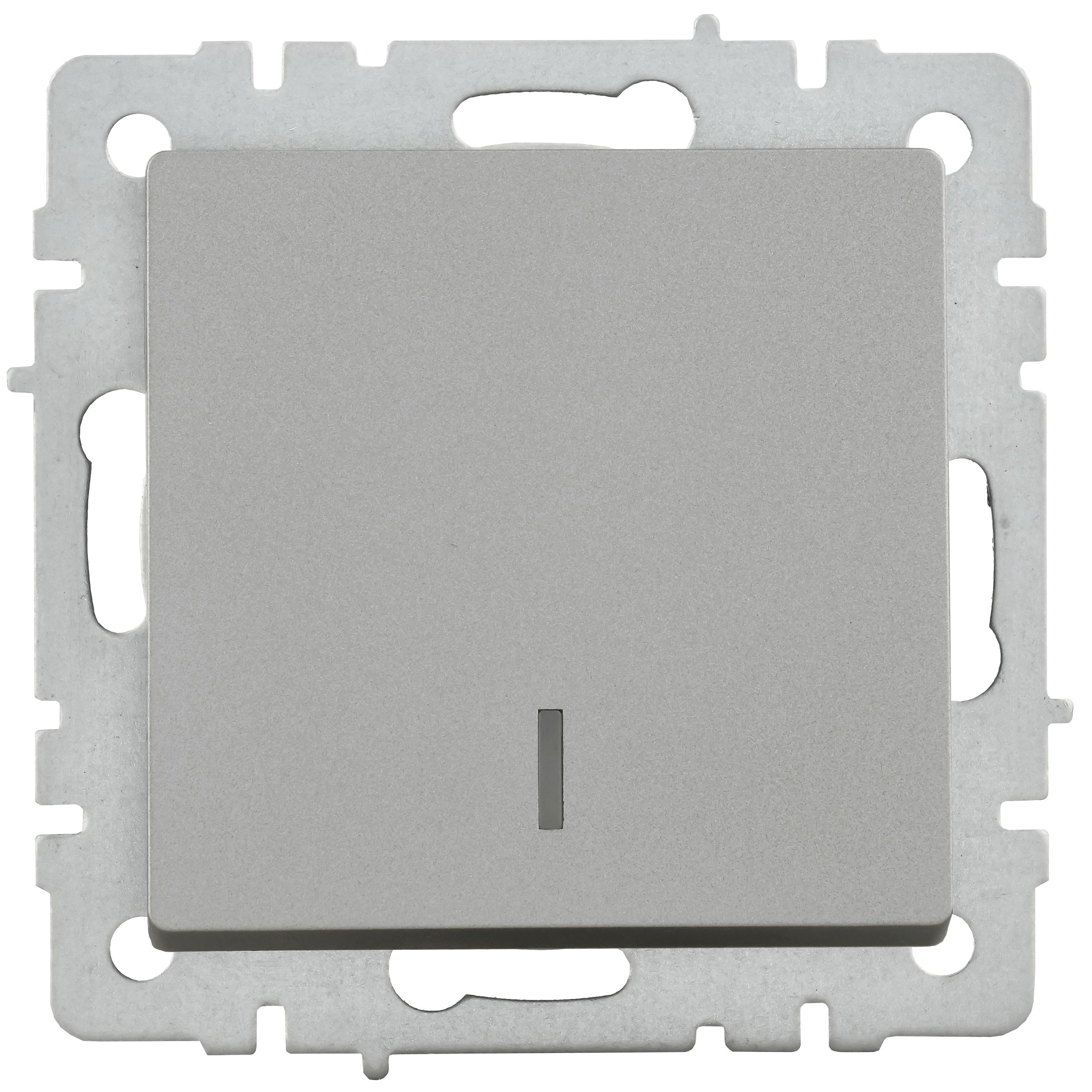 Выключатель 1-клавишный с индикацией 10А ВС10-1-1-БрС сталь BRITE ИЭК