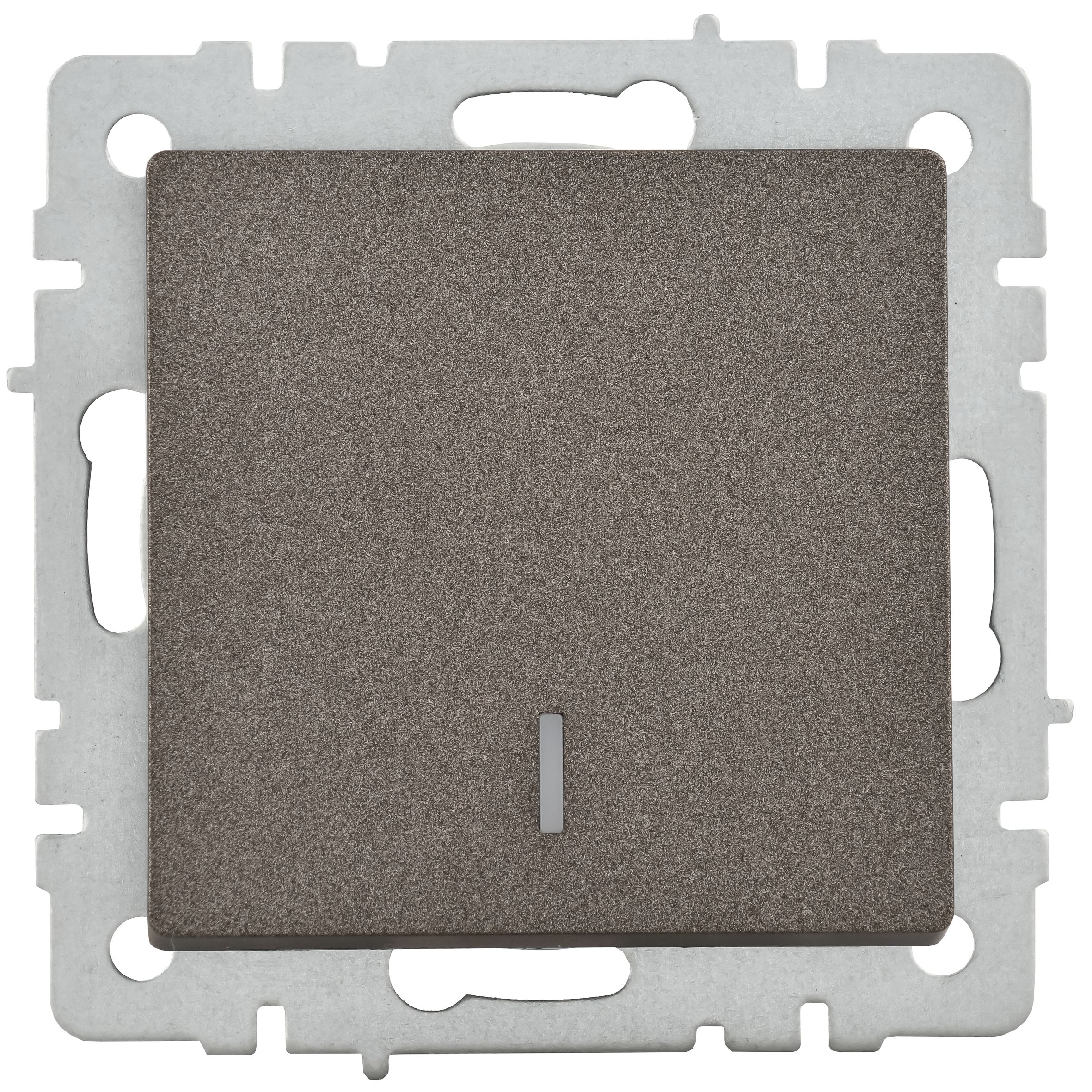 BRITE Выключатель 1-клавишный с индикацией 10А ВС10-1-1-БрТБ темная бронза ИЭК