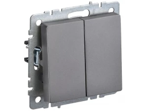 BRITE Выключатель 2-клавишный 10А ВС10-2-0-БрС сталь ИЭК