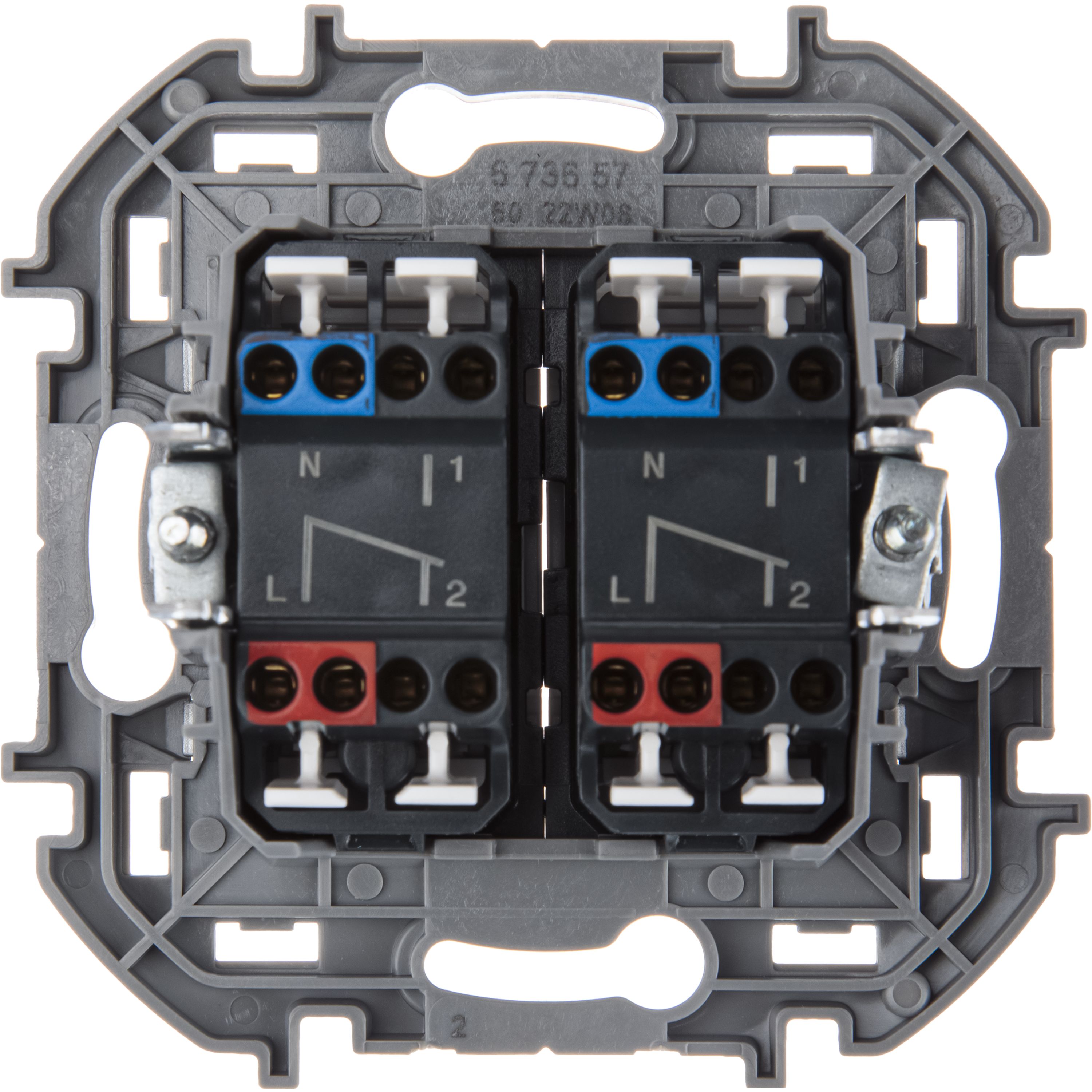 Переключатель 2-клавишный Mosaic-INSPIRIA, алюминий /673657/