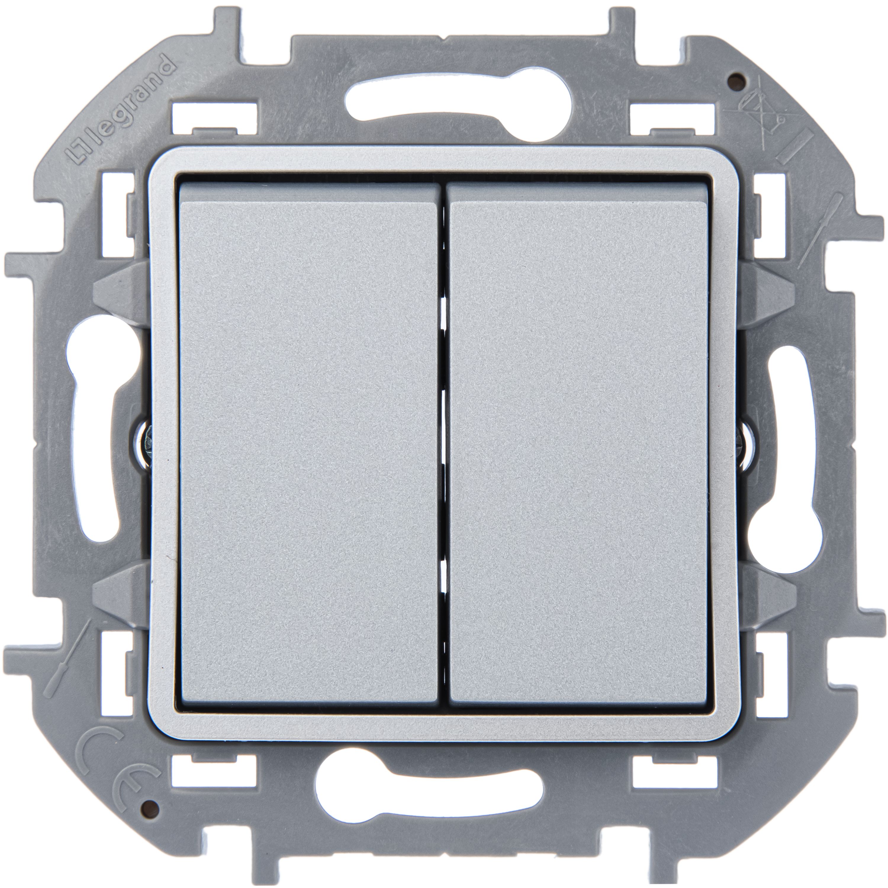 Переключатель 2-клавишный Mosaic-INSPIRIA, алюминий /673657/