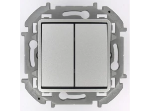 Переключатель двухклавишный Mosaic-INSPIRIA, алюминий /673657/