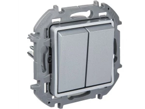 Переключатель двухклавишный Mosaic-INSPIRIA, алюминий /673657/