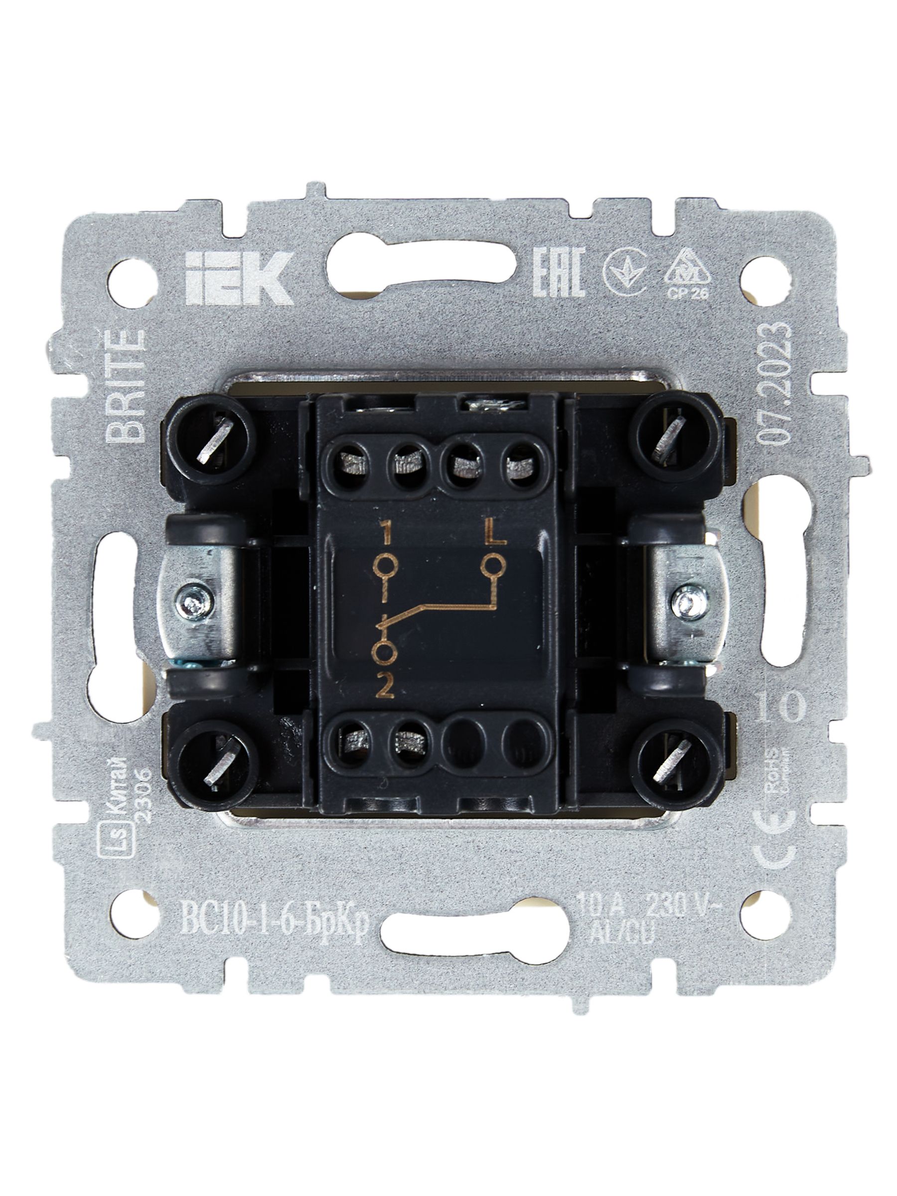 Выключатель 1-клавишный проходной 10А ВС10-1-6-БрКр бежевый BRITE ИЭК