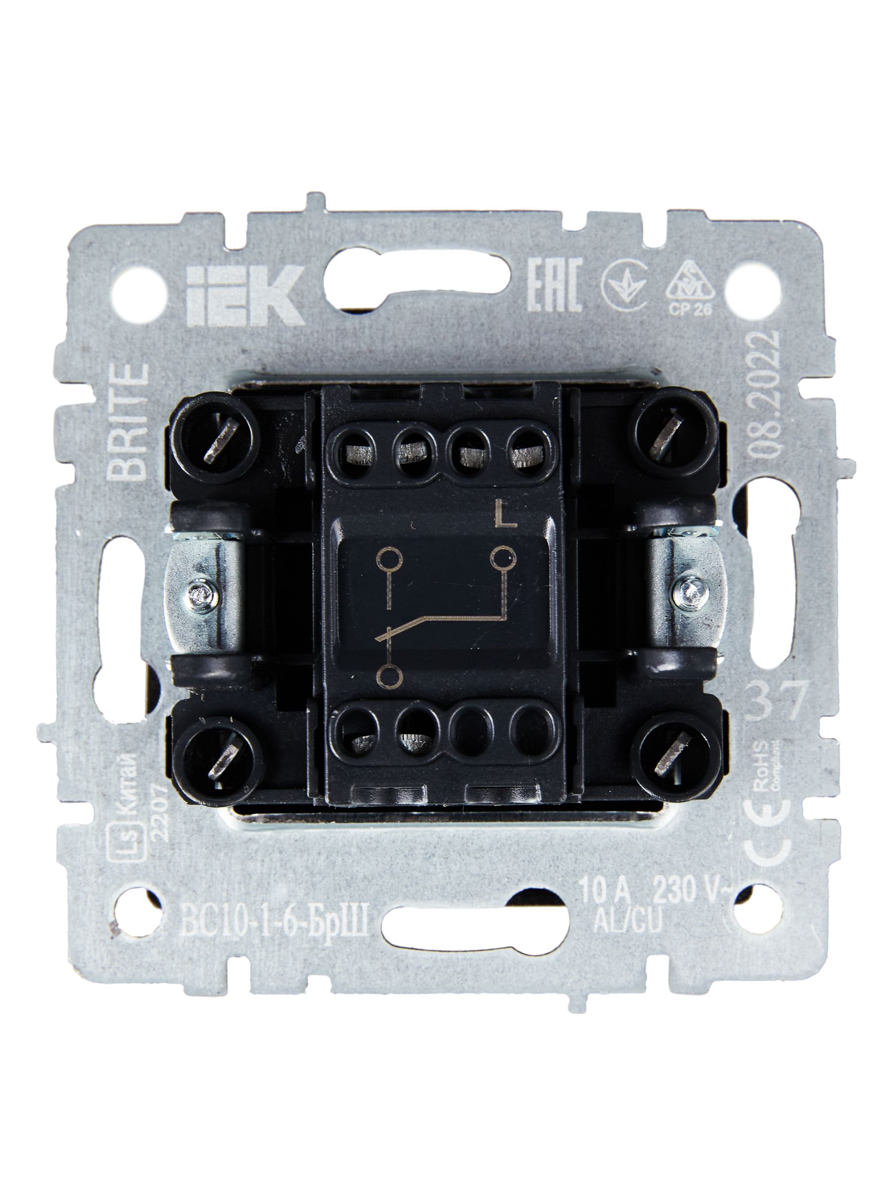 Выключатель 1-клавишный проходной 10А ВС10-1-6-БрШ шампань BRITE ИЭК