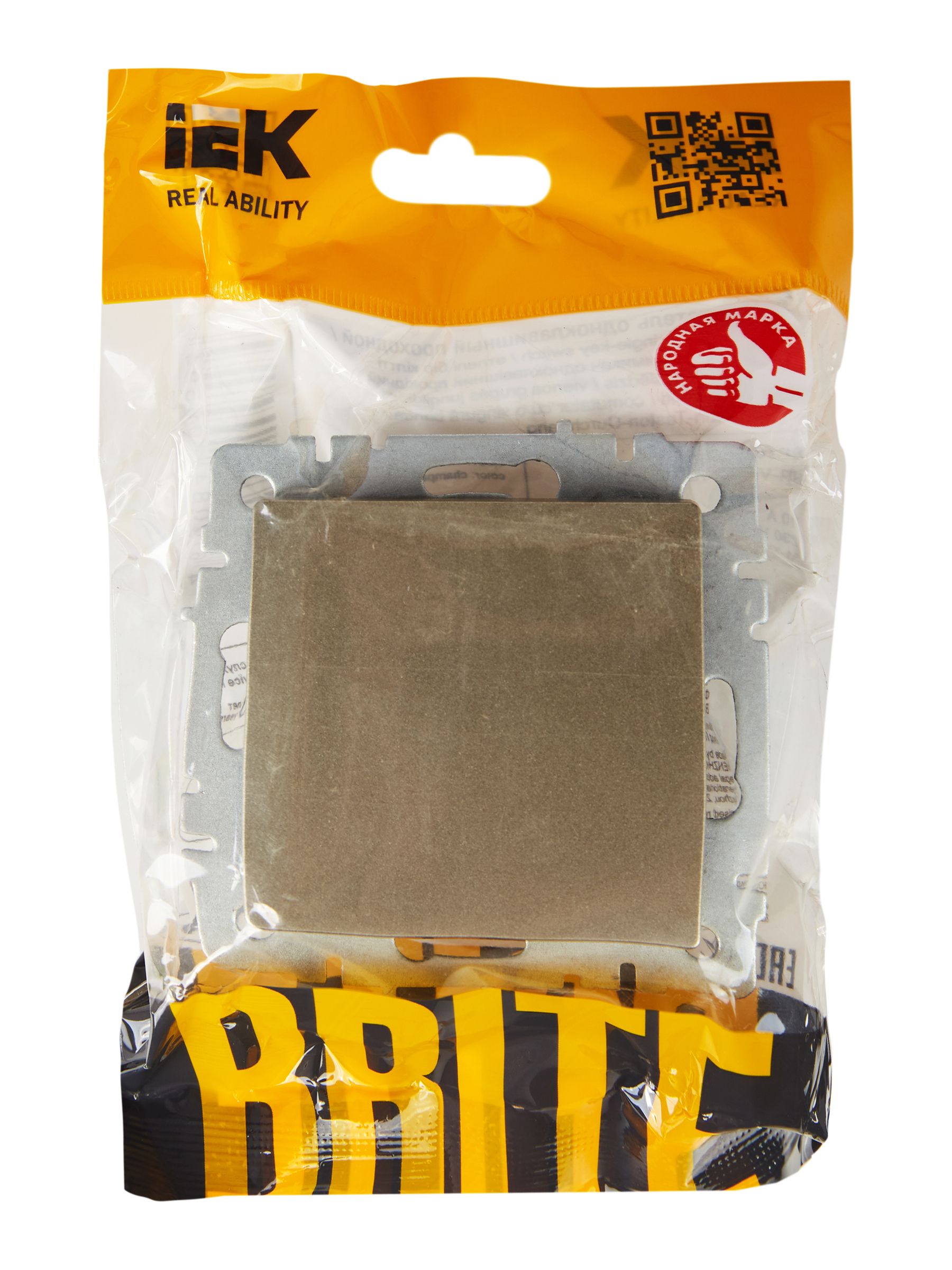 Выключатель 1-клавишный проходной 10А ВС10-1-6-БрШ шампань BRITE ИЭК