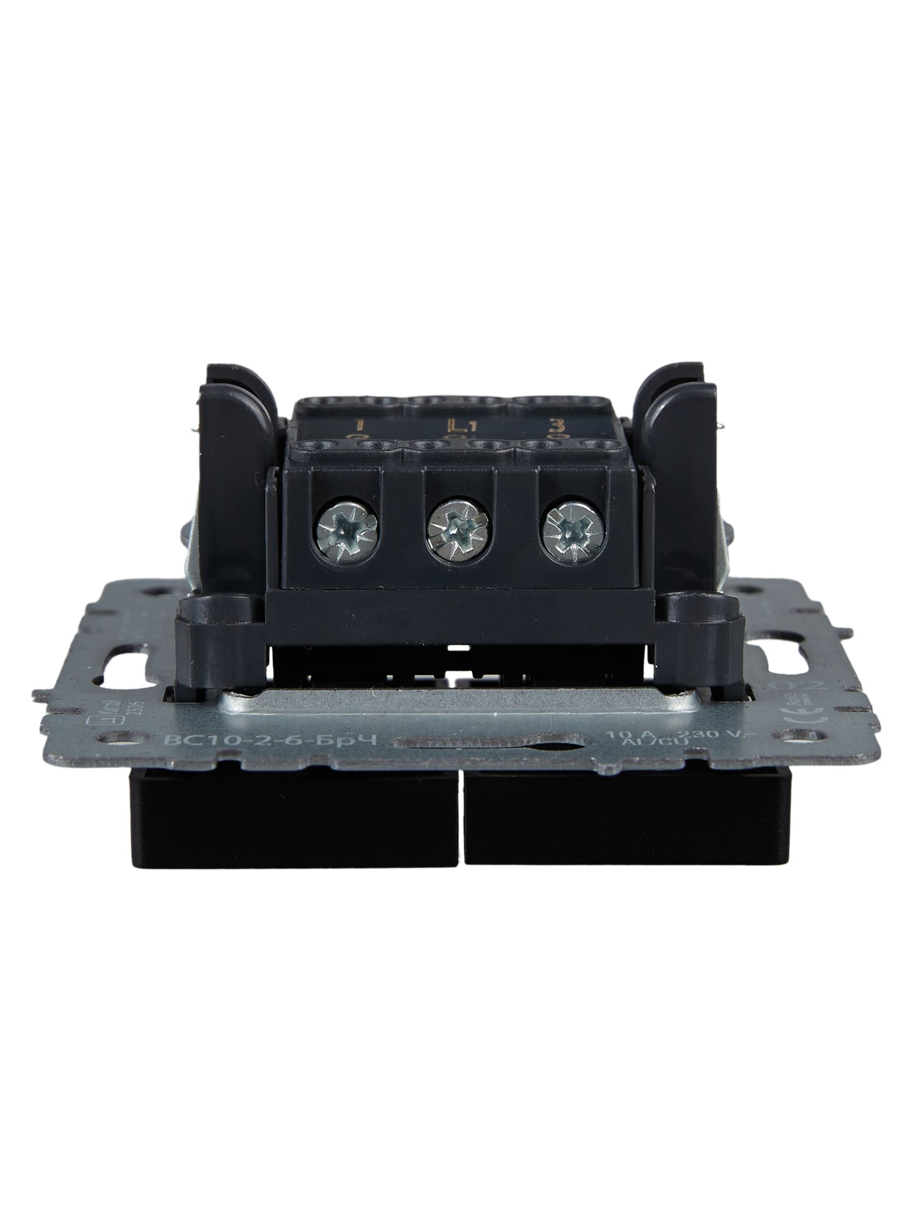 Выключатель 2-клавишный проходной 10А ВС10-2-6-БрЧ черный BRITE ИЭК