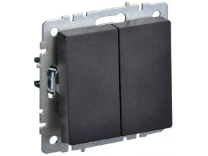 BRITE Выключатель 2-клавишный проходной 10А ВС10-2-6-БрЧ черный ИЭК
