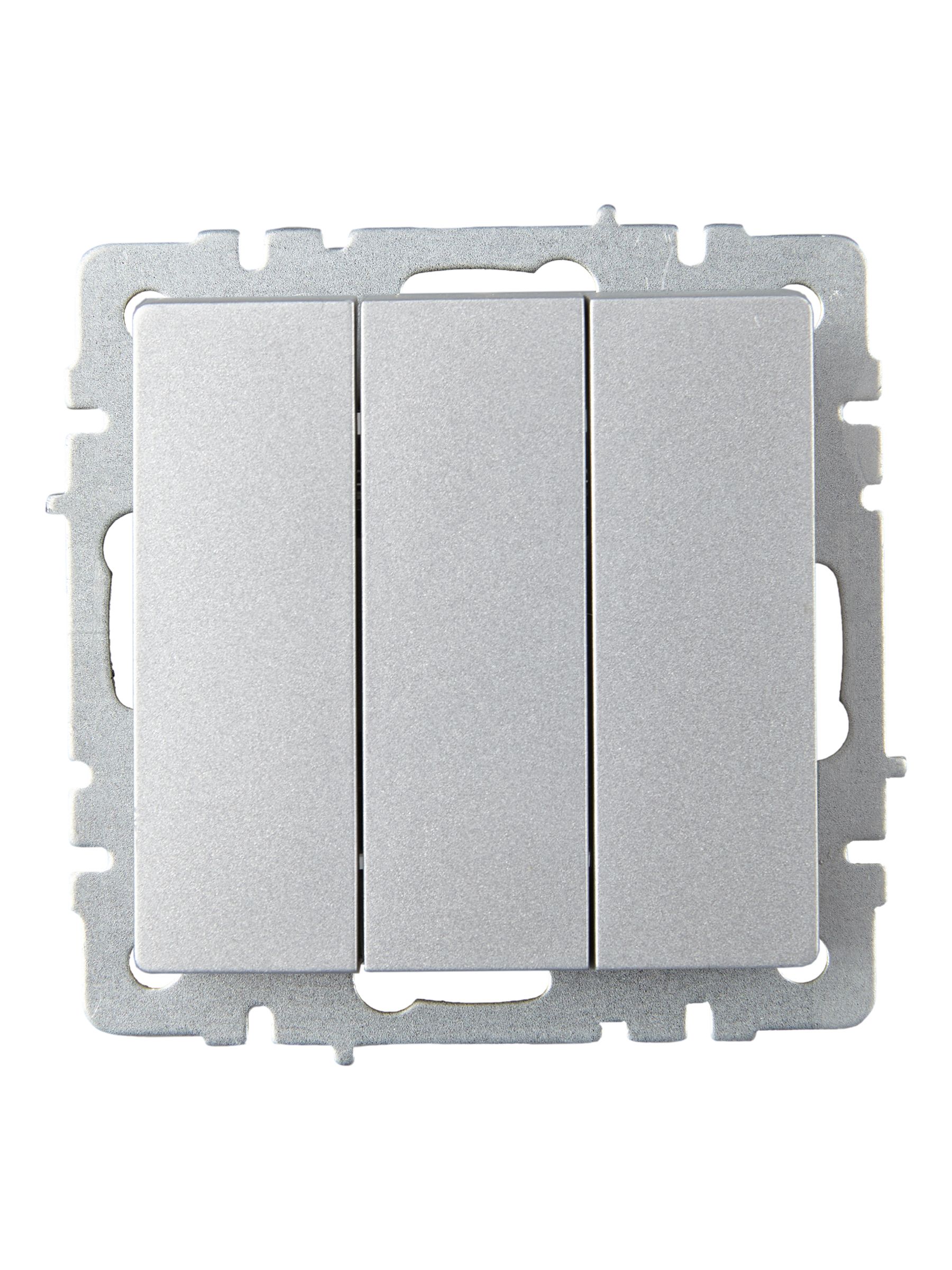 Выключатель 3-клавишный 10А ВС10-3-0-БрА алюминий BRITE ИЭК