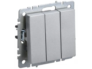 BRITE Выключатель 3-клавишный 10А ВС10-3-0-БрА алюминий ИЭК