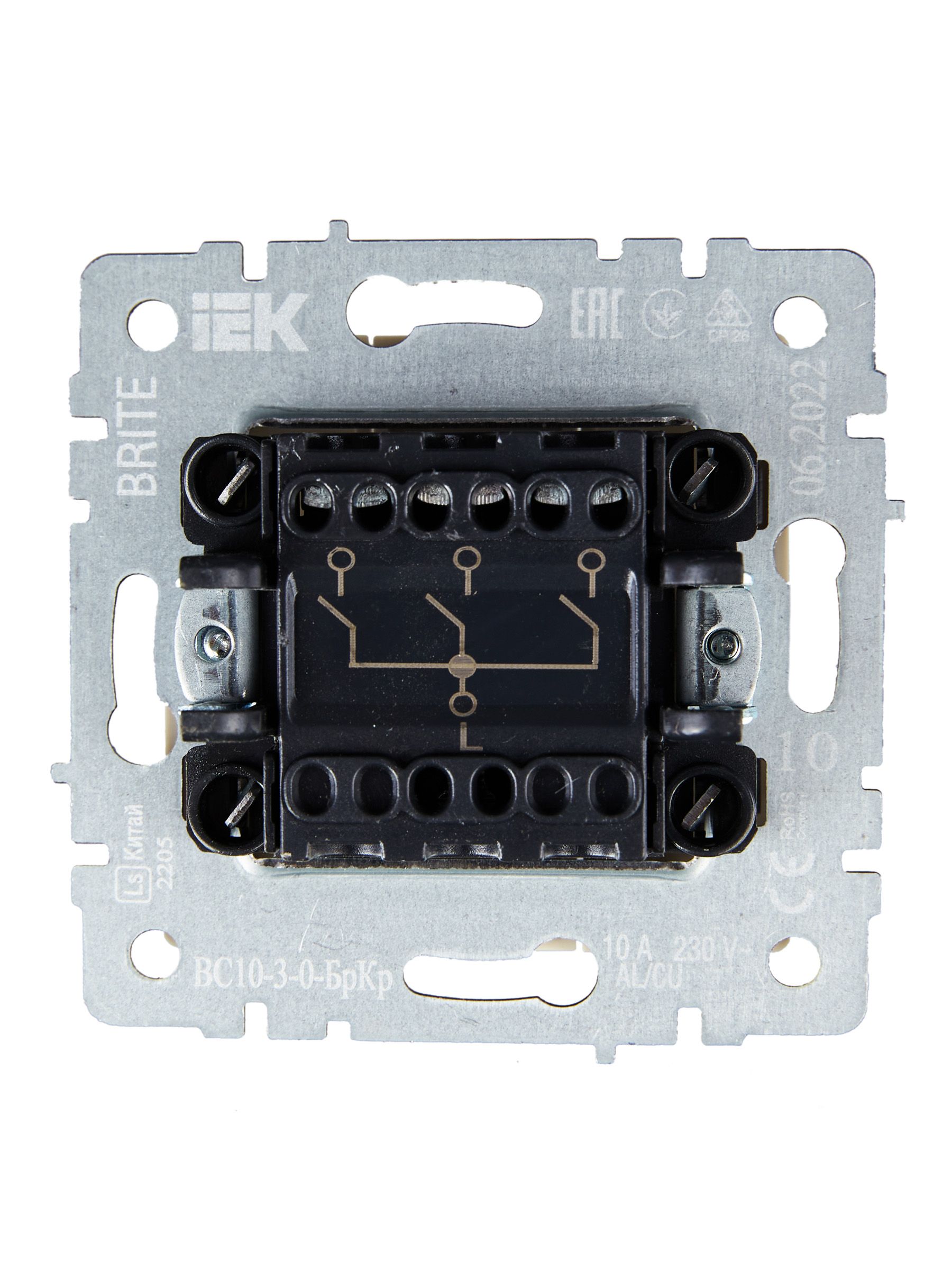 Выключатель 3-клавишный 10А ВС10-3-0-БрКр бежевый BRITE ИЭК