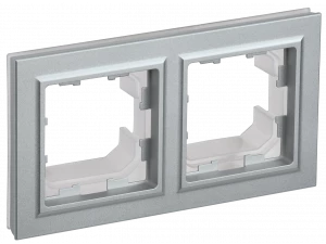 BRITE Рамка 2-местная IP44 РУ-2-БрА-44 алюминий ИЭК