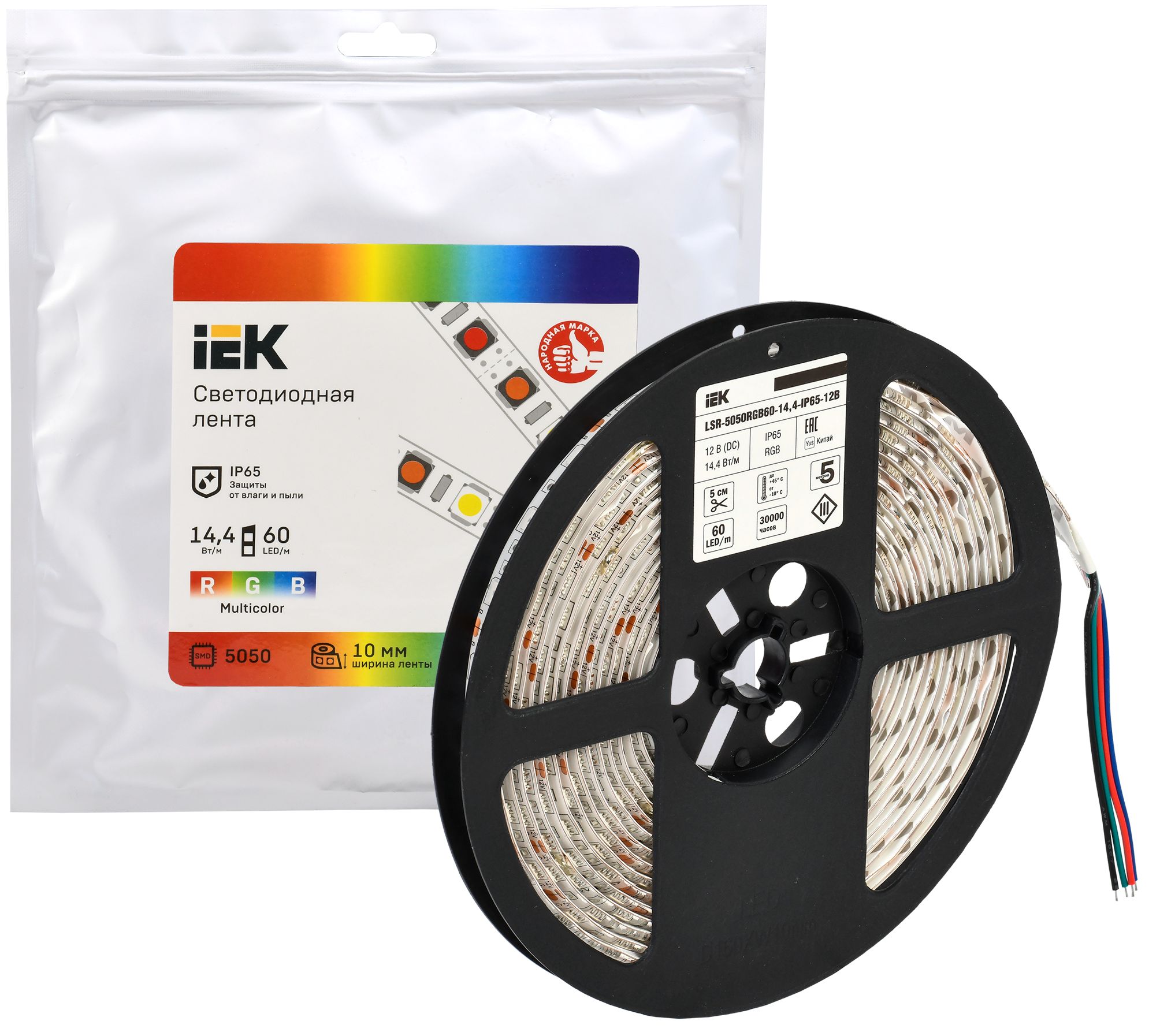 Лента LED 5м LSR-5050RGB60-14,4-IP65-12В ИЕК