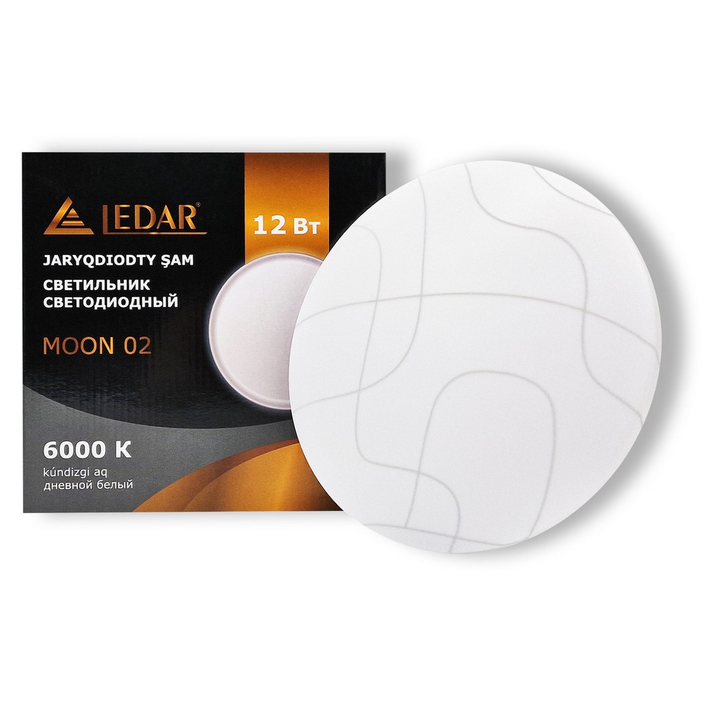 Светильник светодиодный ДПБ MOON-03 12Вт IP20 6000К круг белый с рисунком LEDAR