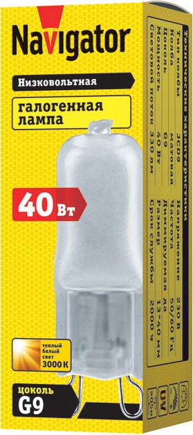 Лампа JCD9 40W frost G9 230V 2000h 94 232 Navigator