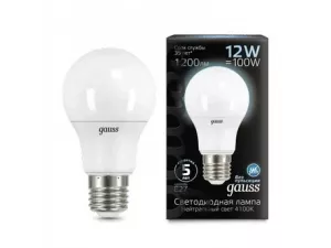 Лампа Gauss A60 12W 1200lm 4100K E27 LED 1/10/50