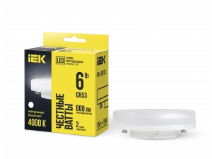 Лампа светодиодная ECO T75 таблетка 6Вт 230В 4000К GX53 IEK