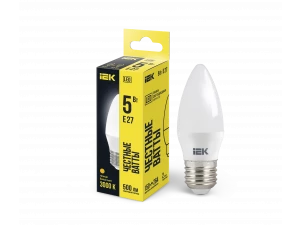 Лампа светодиодная ECO C35 свеча 5Вт 230В 3000К E27 IEK
