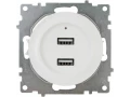 Розетка USB двойная, с подсветкой, цвет белый