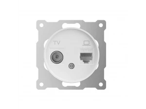 Розетка двойная антенна/компьютер TV/RJ45 кат, 5е, цвет белый (серия Florence)