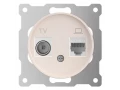 Розетка двойная антенна/компьютер TV/RJ45 кат. 5е, цвет бежевый (серия Florence)
